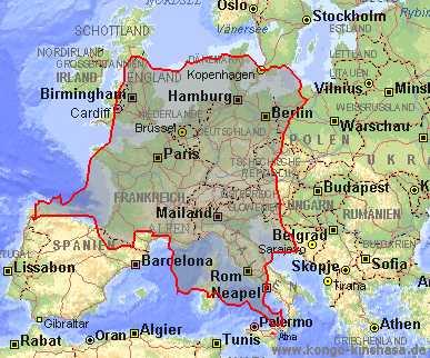 Die Fläche vom Kongo im Vergleich zu Europa